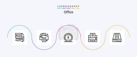 Illustration for Office Line 5 Icon Pack Including . drawer. dollar. archive drawer. office - Royalty Free Image