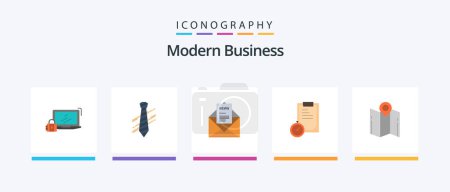 Ilustración de Modern Business Flat 5 Icon Pack Including planning. deadline. fashion. letter. business. Creative Icons Design - Imagen libre de derechos