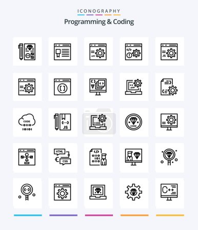 Illustration for Creative Programming And Coding 25 OutLine icon pack  Such As develop. browser. page. programming. develop - Royalty Free Image