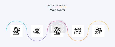 Illustration for Male Avatar Line 5 Icon Pack Including . p. courier. football. soccer p - Royalty Free Image