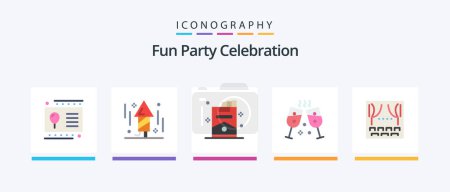 Illustration for Party Flat 5 Icon Pack Including theater. event. cigar. celebration. champagne. Creative Icons Design - Royalty Free Image