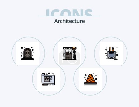 Illustration for Architecture Line Filled Icon Pack 5 Icon Design. cone. architecture. interior. plan. design - Royalty Free Image