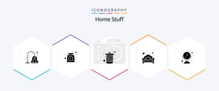 Illustration for Home Stuff 25 Glyph icon pack including makeup. bin. sofa. couch - Royalty Free Image