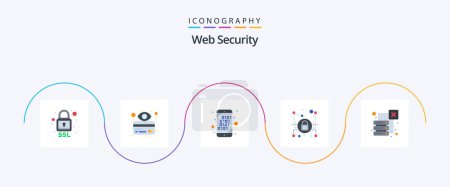Téléchargez les illustrations : Web Security Flat 5 Icon Pack Including network. data. binary. security. lock - en licence libre de droit