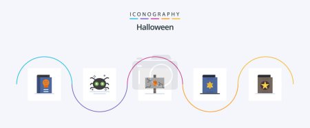 Illustration for Halloween Flat 5 Icon Pack Including magic. halloween. spider. party. holiday - Royalty Free Image