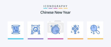 Illustration for Chinese New Year Blue 5 Icon Pack Including asian. cny. metal. chinese knot. year. Creative Icons Design - Royalty Free Image