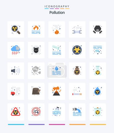 Ilustración de Creative Pollution 25 Flat icon pack  Such As gas. pollution. smoke. mask. waste - Imagen libre de derechos