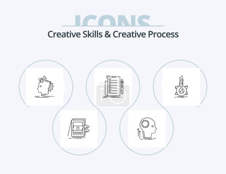 Téléchargez les illustrations : Creative Skills And Creative Process Line Icon Pack 5 Icon Design. geometry. precision. monitoring. flash. coffee - en licence libre de droit