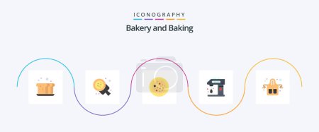 Téléchargez les illustrations : Baking Flat 5 Icon Pack Including cooking. baking. pizza. appliances. pizza - en licence libre de droit