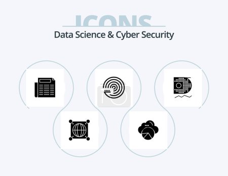 Illustration for Data Science And Cyber Security Glyph Icon Pack 5 Icon Design. data scince. data. news. scince. model - Royalty Free Image