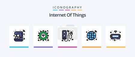 Téléchargez les illustrations : Internet Of Things Line Filled 5 Icon Pack Including cooking. wireless. internet. wifi. transport. Creative Icons Design - en licence libre de droit