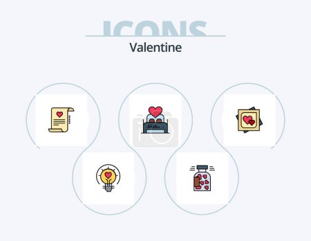 Ilustración de Valentine Line Filled Icon Pack 5 Icon Design. love. valentines. love. valentine. love - Imagen libre de derechos
