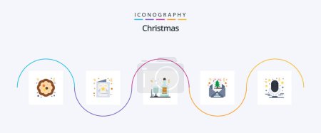 Téléchargez les illustrations : Christmas Flat 5 Icon Pack Including star. shapes. alcohol. greeting. card - en licence libre de droit