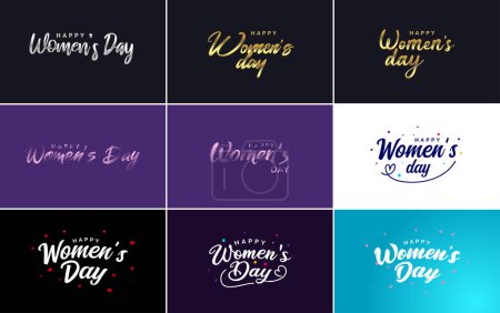 Téléchargez les illustrations : Set of International Women's Day cards with a logo - en licence libre de droit