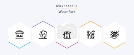 Illustration for Water Park 25 Line icon pack including . park. park. water. no food - Royalty Free Image