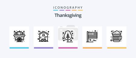 Téléchargez les illustrations : Thanksgiving Line 5 Icon Pack Including sunflower. hot. leaf. drink. chocolate. Creative Icons Design - en licence libre de droit