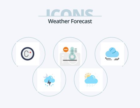 Illustration for Weather Flat Icon Pack 5 Icon Design. . crescent. degree. cloud. temperature - Royalty Free Image