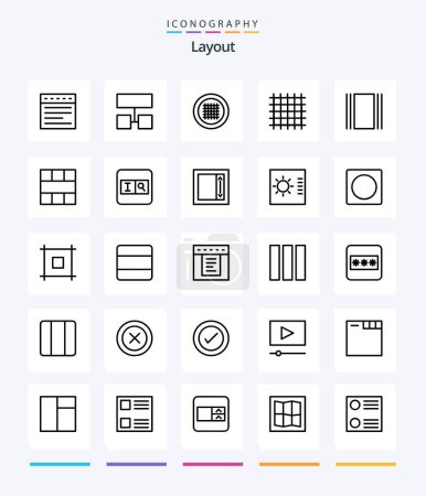 Téléchargez les illustrations : Creative Layout 25 OutLine icon pack  Such As layout. grid. line. frame. horizontal - en licence libre de droit