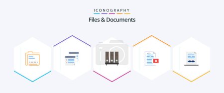 Téléchargez les illustrations : Files And Documents 25 Flat icon pack including document. data. plan. file. database - en licence libre de droit
