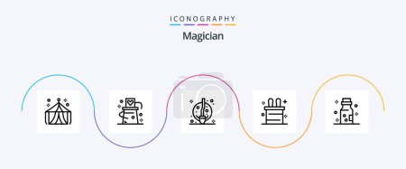 Illustration for Magician Line 5 Icon Pack Including danger. bottled. trick. rabbit. witch - Royalty Free Image
