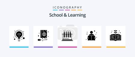 Ilustración de School And Learning Glyph 5 Icon Pack Including knowledge. book. medical. study. knowledge. Creative Icons Design - Imagen libre de derechos