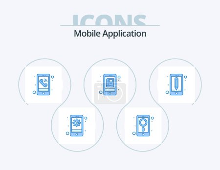 Ilustración de Mobile Application Blue Icon Pack 5 Icon Design. edit. mobile. app. library. app - Imagen libre de derechos