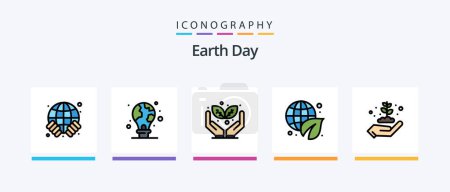 Ilustración de Earth Day Line Filled 5 Icon Pack Including light bulb. green. globe. protection. gear. Creative Icons Design - Imagen libre de derechos