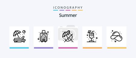Illustration for Summer Line 5 Icon Pack Including bag. hot. beach. cruiser. beach. Creative Icons Design - Royalty Free Image