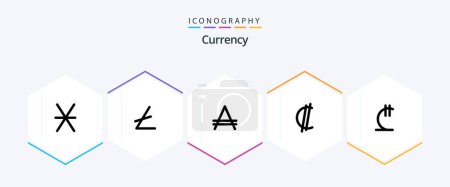 Illustration for Currency 25 FilledLine icon pack including georgia. lari. argentina. rican. costa - Royalty Free Image