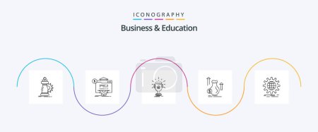 Ilustración de Business And Education Line 5 Icon Pack Including dollar. money. technology. cup. prize - Imagen libre de derechos