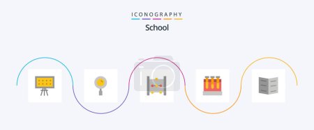 Illustration for School Flat 5 Icon Pack Including education. book. abacus. education. tubs - Royalty Free Image