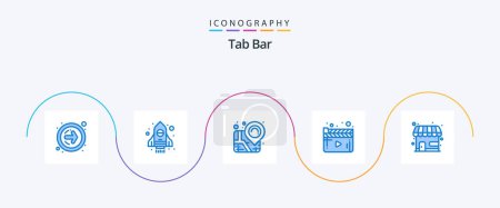Téléchargez les illustrations : Tab Bar Blue 5 Icon Pack Including . shop. pin. market store. video - en licence libre de droit
