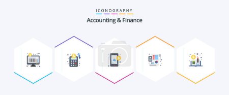 Ilustración de Accounting And Finance 25 Flat icon pack including distributed ledger book. cryptocurrency. accounting. planning. budget - Imagen libre de derechos