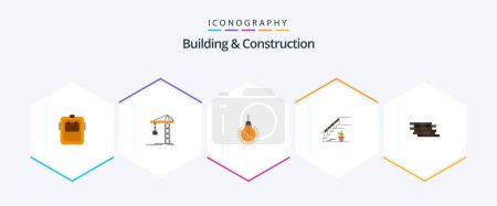 Téléchargez les illustrations : Building And Construction 25 Flat icon pack including floor. stairs. constructing. suggestion. idea - en licence libre de droit