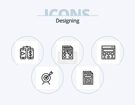 Ilustración de Designing Line Icon Pack 5 Icon Design. document. designer. bag. design. toolkit - Imagen libre de derechos