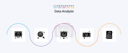 Téléchargez les illustrations : Data Analysis Glyph 5 Icon Pack Including graph. document. analysis. data security. internet - en licence libre de droit