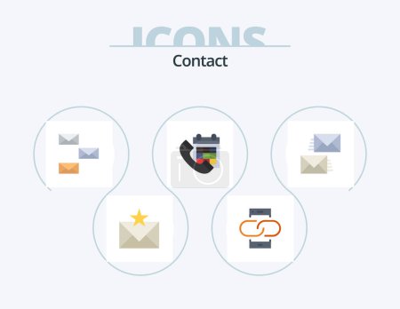 Illustration for Contact Flat Icon Pack 5 Icon Design. call. colander. message. envelope. contact us - Royalty Free Image