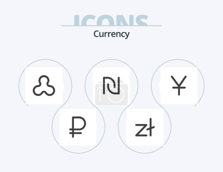Illustration for Currency Flat Icon Pack 5 Icon Design. yen. yuan. ripple. israeli. currency - Royalty Free Image