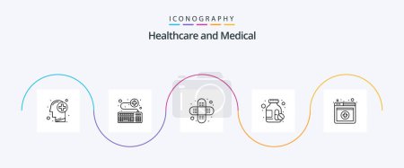 Illustration for Medical Line 5 Icon Pack Including services. medical. service. pills. drugs - Royalty Free Image