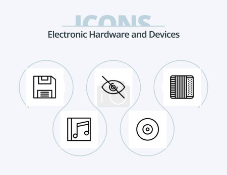 Téléchargez les illustrations : Devices Line Icon Pack 5 Icon Design. . floppy. device. diskette. disc - en licence libre de droit