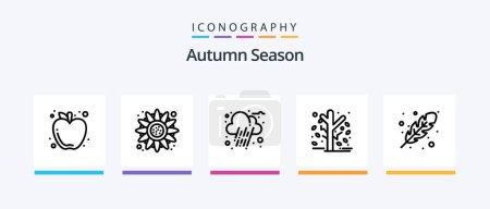 Ilustración de Autumn Line 5 Icon Pack Including fruit. apple. tree. wheat. autumn. Creative Icons Design - Imagen libre de derechos
