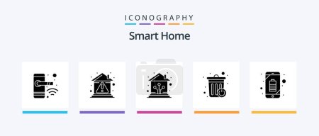 Illustration for Smart Home Glyph 5 Icon Pack Including mobile. recycle bin. property. basket. network. Creative Icons Design - Royalty Free Image