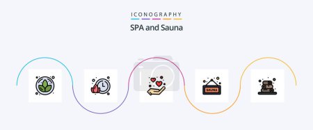 Ilustración de Sauna Line Filled Flat 5 Icon Pack Including . towels. love. spa. sign - Imagen libre de derechos
