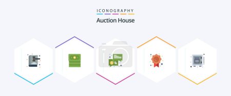 Illustration for Auction 25 Flat icon pack including deposit. trust. trade. quality. communication - Royalty Free Image