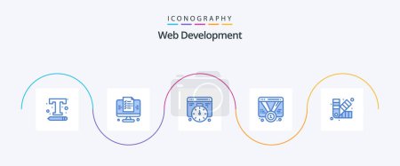 Ilustración de Web Development Blue 5 Icon Pack Including designing. web. website. promotion. badge - Imagen libre de derechos