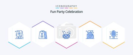 Illustration for Party 25 Blue icon pack including cream. polaroid. drum. photography. camera - Royalty Free Image