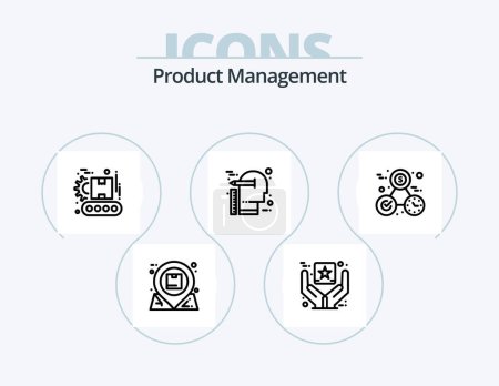 Illustration for Product Management Line Icon Pack 5 Icon Design. product. options. business. optimization. product - Royalty Free Image