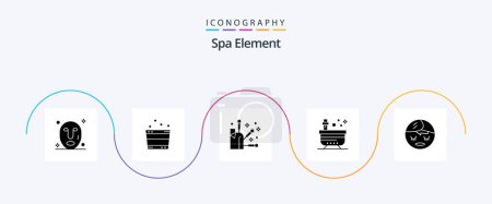 Illustration for Spa Element Glyph 5 Icon Pack Including element. spa. spa. yoga. spa - Royalty Free Image
