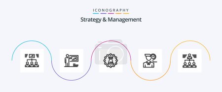 Téléchargez les illustrations : Strategy And Management Line 5 Icon Pack Including male. time. business. strategy. tower - en licence libre de droit