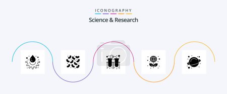 Téléchargez les illustrations : Science Glyph 5 Icon Pack Including space. rotation. laboratory. science. globe - en licence libre de droit
